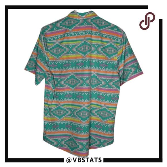 Chubbies Men's High Low Hem Aztec Print Short Sleeve Polo Shirt Multicolor Large - Picture 2 of 7